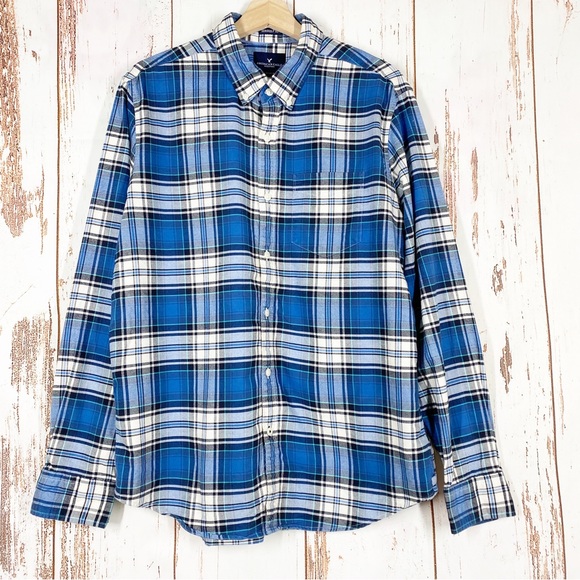 American Eagle Outfitters Other - American Eagle Outfitters AEO Classic Fit Blue Checkered Button Down Shirt L
